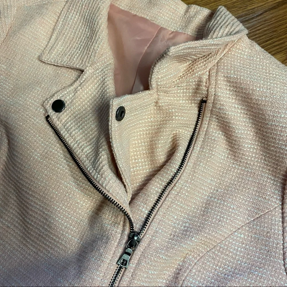 Vintage Y2K Tweed Pink Moto Jacket Size Large